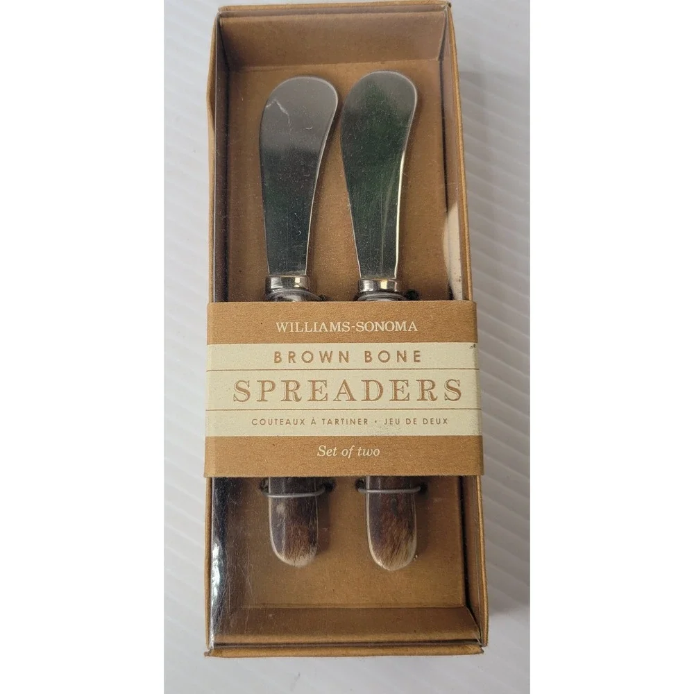 Williams‎ Sonoma Brown Bone & Stainless Spreaders Cheese Knife Set NEW Old Stock